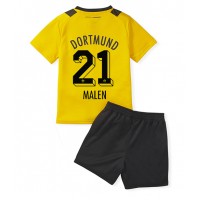 Borussia Dortmund Donyell Malen #21 Hjemmebanesæt Børn 2022-23 Kortærmet (+ Korte bukser)
